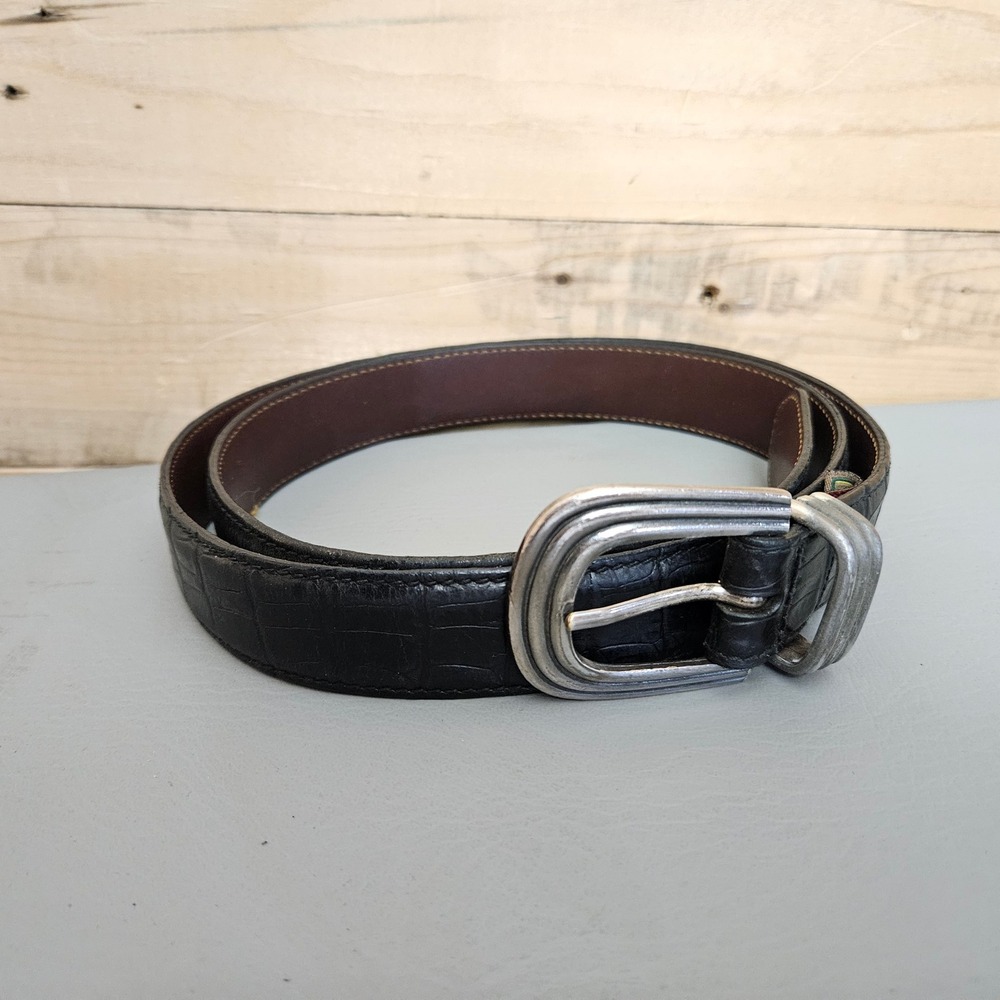 Trafalgar Mens Black Wallaroo Grained Calf Leather Belt Size 40 USA